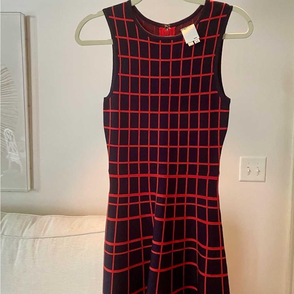 Ali Ro Navy and Red Knit Fit and Flare Dress Size XS